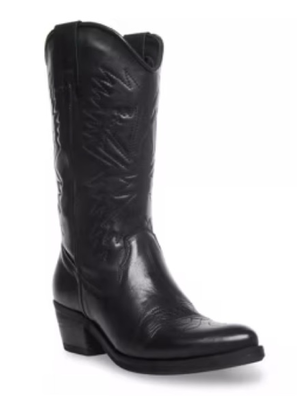 Steve Madden Hayward Black Leather Cowboy Boots